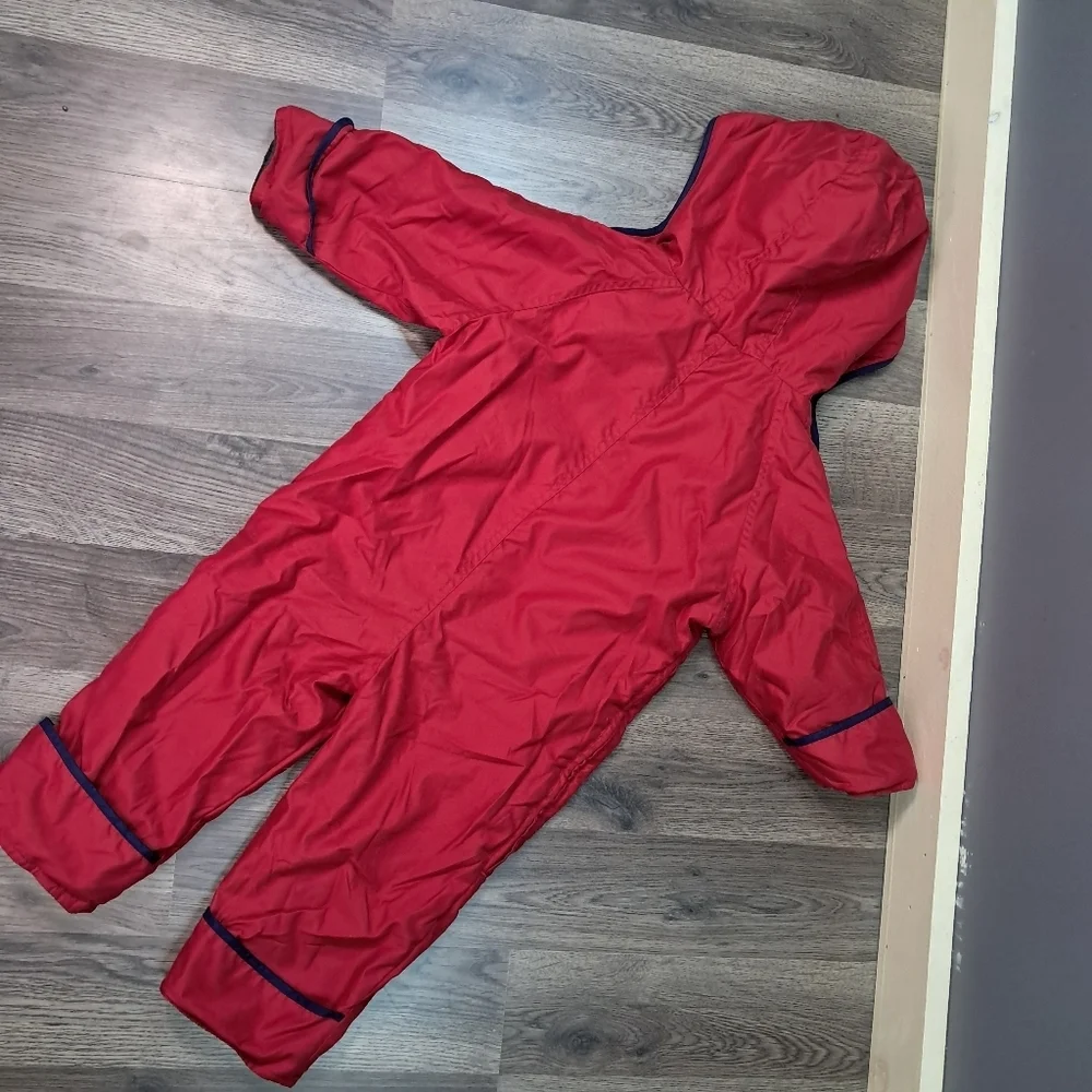 Ralph Lauren Hooded Red Fleece Linned Snowsuit Size 12-24 Months